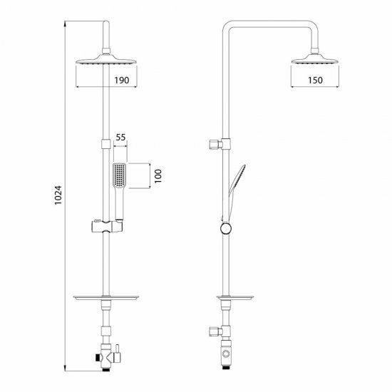 Душевой комплект Lemark с верхним душем с лейкой хром (LM8804C)