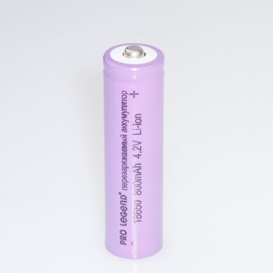 Аккумулятор Pro Legend Li 18650, 800 mAh, 4,2V, без защиты, выпуклый плюс