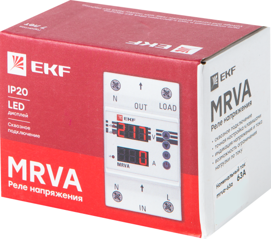 Реле напряжения и тока EKF MRVA 63Aс дисплеем
