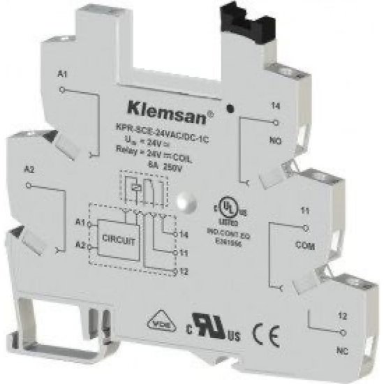 Колодка для интерфейсного реле Klemsan KPR-SCF-230VAC-1C; SLIM TIP