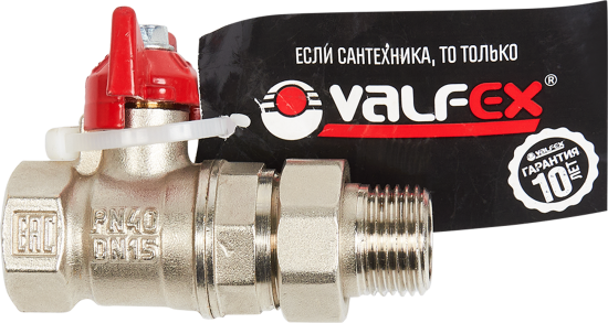 Кран шаровой с американкой прямой Valfex DN15 PN10 1/2