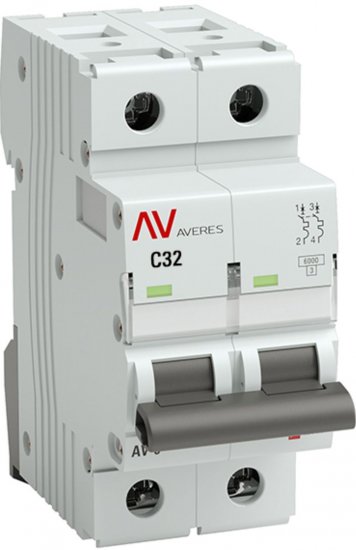 Автоматический выключатель EKF Averes AV-6 2P C32 А 6 кА mcb6-2-32C-av