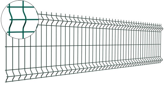 3D панель Profi для забора 0.63x2.5 м оцинкованная сталь зеленый