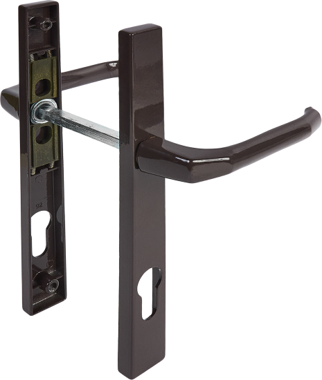 Ручка дверная для узкопрофильных замков на планке 26x92 мм, цвет коричневый