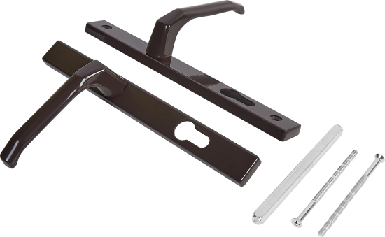 Ручка дверная для узкопрофильных замков на планке 26x85 мм, цвет коричневый