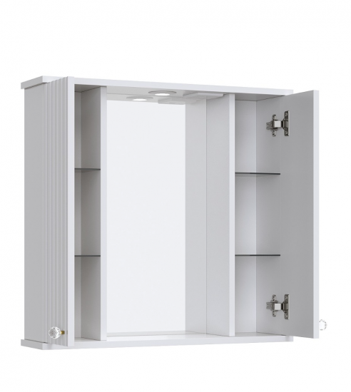 Шкаф зеркальный подвесной Роллс с подсветкой 85x72 см цвет белый