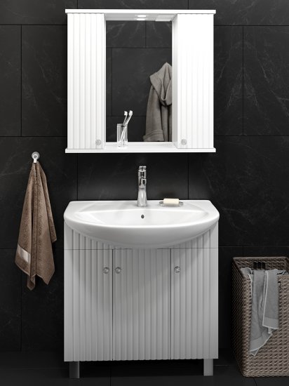 Шкаф зеркальный подвесной Роллс с подсветкой 85x72 см цвет белый