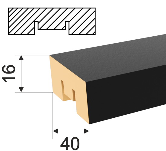 Рейка Бриона 16x40x2700 мм МДФ цвет Black Edition