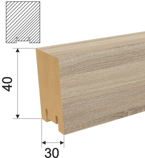 Рейка Ривьера 40x30x2700 мм МДФ цвет дуб сонома