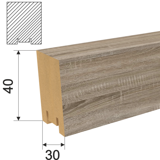 Рейка Ривьера 40x30x2700 мм МДФ цвет дуб винтаж