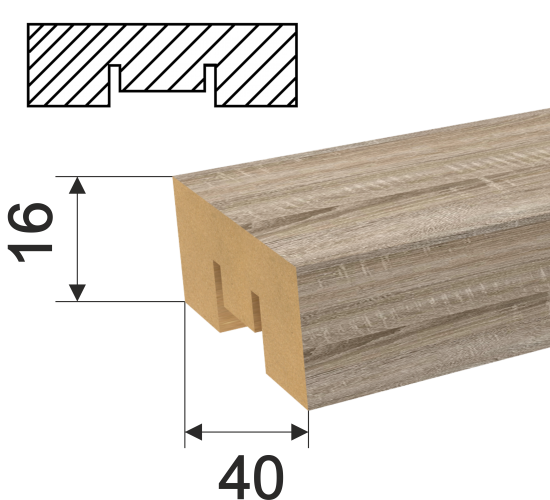 Рейка Бриона 16x40x2700 мм МДФ цвет дуб винтаж