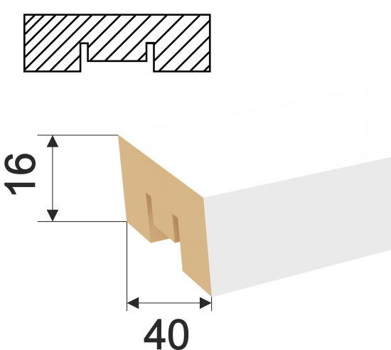 Рейка Бриона 16x40x2700 мм МДФ цвет белый