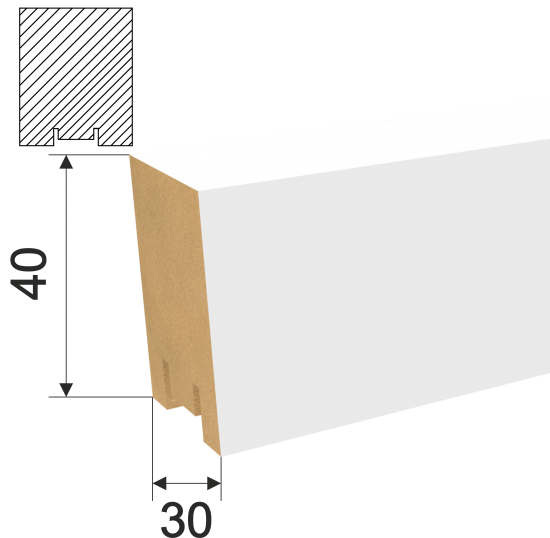 Рейка Ривьера 40x30x2700 мм МДФ цвет белый