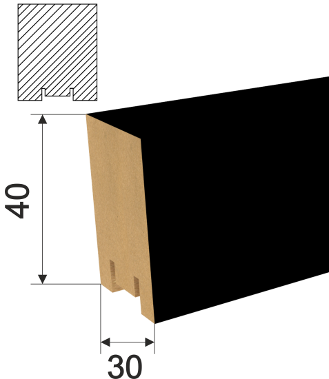 Рейка Ривьера 40x30x2700 мм МДФ цвет Black Edition