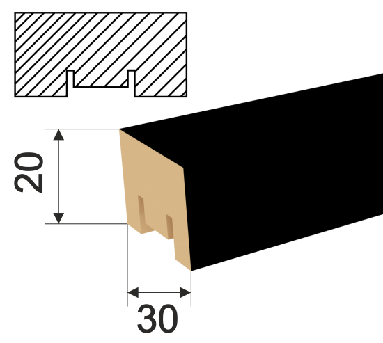 Рейка Милана 20x30x2700 мм МДФ цвет Black Edition