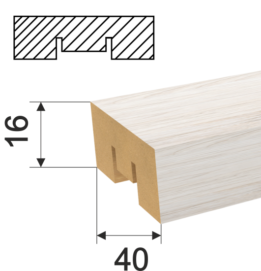 Рейка Бриона 16x40x2700 мм МДФ цвет дуб Санремо белый
