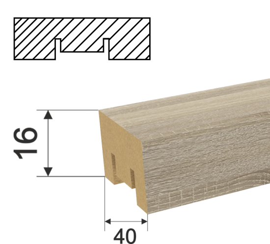 Рейка Бриона 16x40x2700 мм МДФ цвет дуб сонома