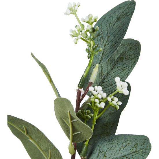 Искусственная ветка Эвкалипт цветущий пластик 14x30 см разноцветная