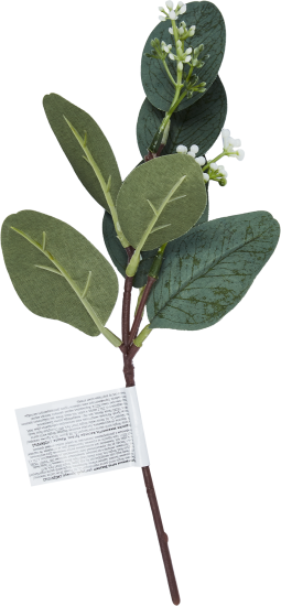 Искусственная ветка Эвкалипт цветущий пластик 14x30 см разноцветная