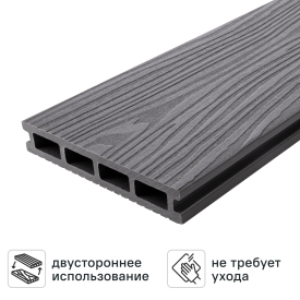 Террасная доска ДПК T-Decks цвет Серый 150x25x3000 мм двусторонняя вельвет/структура древесины 0.45 м²