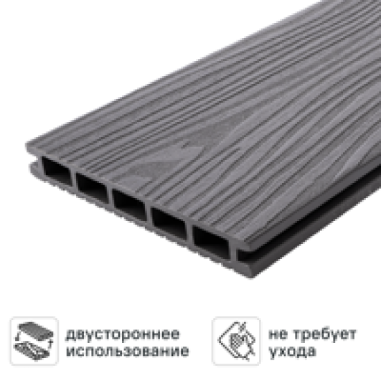Террасная доска ДПК T-Decks цвет Серый 150x20x3000 мм двусторонняя вельвет/структура древесины 0.45 м²