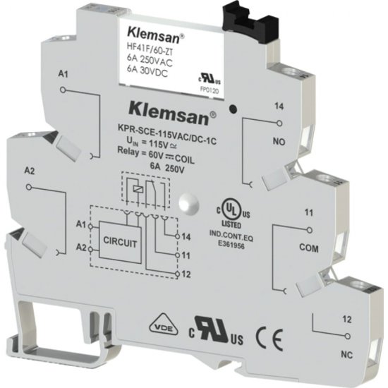 Интерфейсное реле Klemsan KPR-SCE-115VAC/DC-1C;