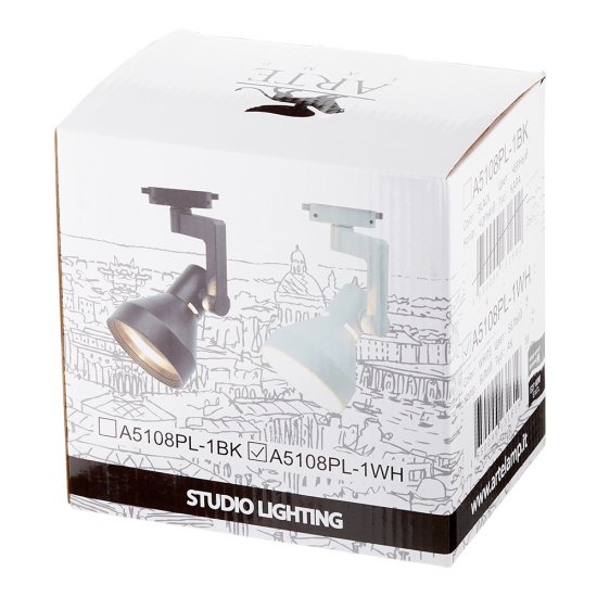 Трековый светильник однофазный Arte Lamp 60 Вт E27 2 кв.м белый (A5108PL-1WH/1602)