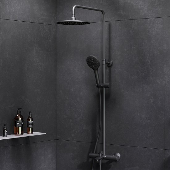 Душевая стойка AM.PM Moxie F079M522, с термостатом, 3 режима, цвет черный