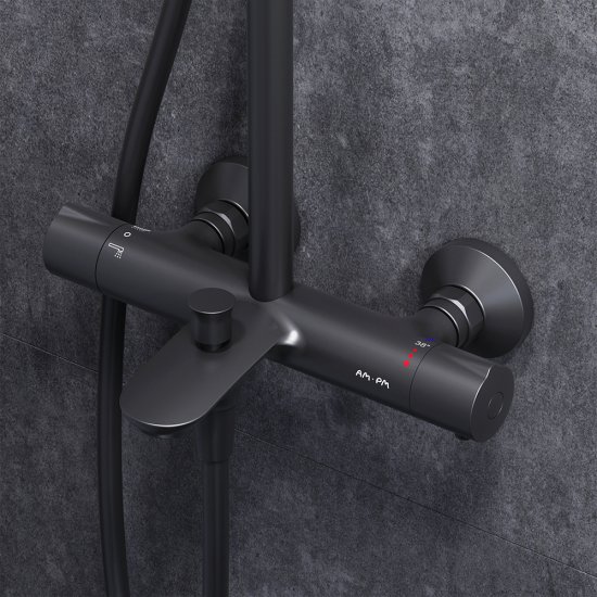 Душевая стойка AM.PM Moxie F079M522, с термостатом, 3 режима, цвет черный