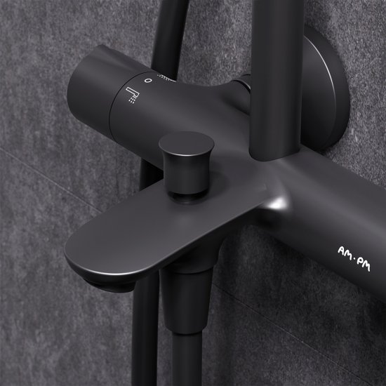 Душевая стойка AM.PM Moxie F079M522, с термостатом, 3 режима, цвет черный