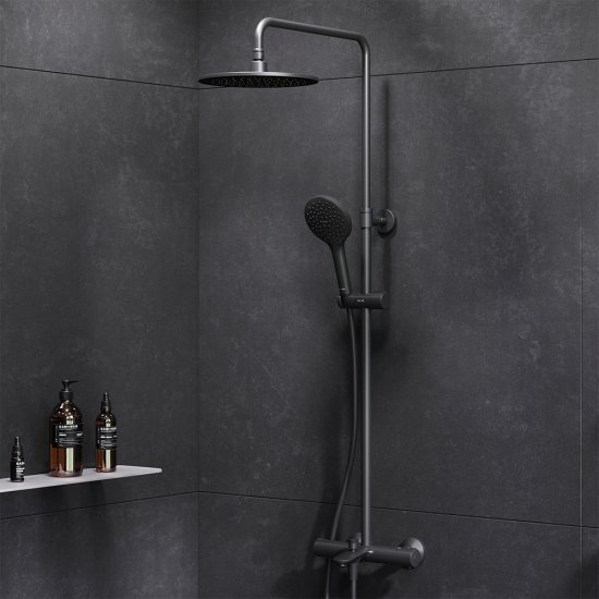 Душевая стойка AM.PM Moxie F079M522, с термостатом, 3 режима, цвет черный