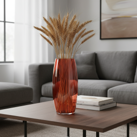 Ваза Овал янтарная стекло цвет красный 25 см