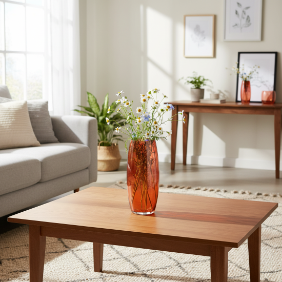 Ваза Овал янтарная стекло цвет красный 25 см