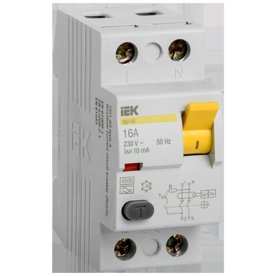 Дифференциальный выключатель IEK УЗО ВД1-63