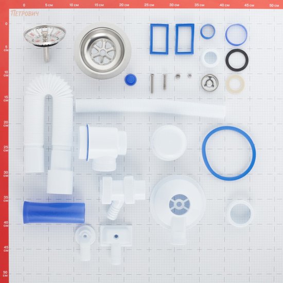 Сифон для мойки Wirquin Элит 3 1/2х40 мм с выпуском d115 мм с переливом с соединением 40/50 мм (30975130)