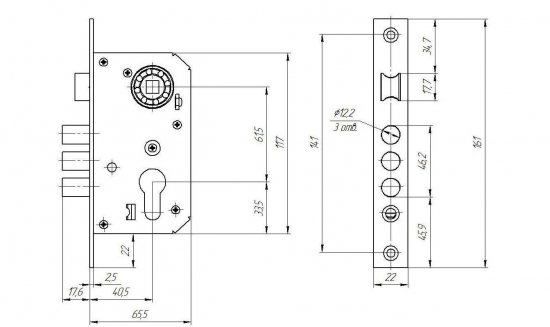 Замок врезной Skin ЗВ7-60, цвет никель