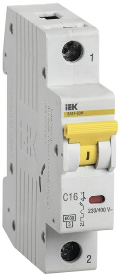 Автоматический выключатель IEK ВА47-60M 1P C16 А 6 кА