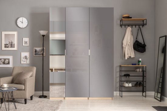 Дверь с зеркалом для шкафа Лион 40x226x2.1 см ЛДСП цвет серый