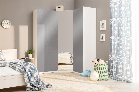 Дверь с зеркалом для шкафа Лион 59.4x193.8x2.1 см ЛДСП цвет серый