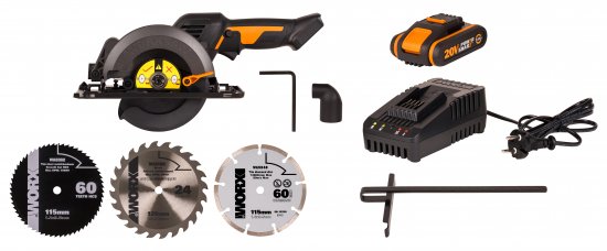 Пила циркулярная аккумуляторная Worx WT520WX, 20 В Li-ion 2 Ач, 120 мм