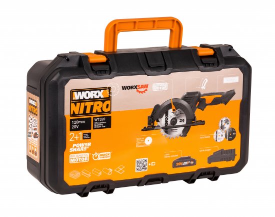 Пила циркулярная аккумуляторная Worx WT520WX, 20 В Li-ion 2 Ач, 120 мм