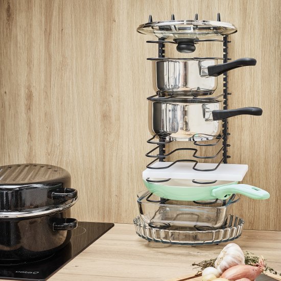 Органайзер для сковородок и крышек раздвижной Delinia 19x57x24 см сталь черный