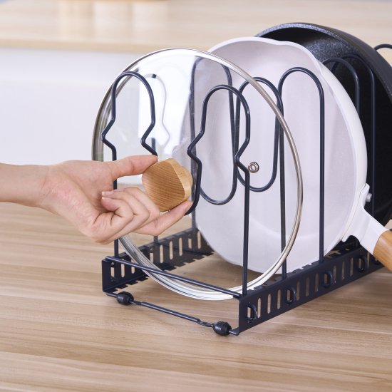 Органайзер для сковородок и крышек раздвижной Delinia 19x57x24 см сталь черный