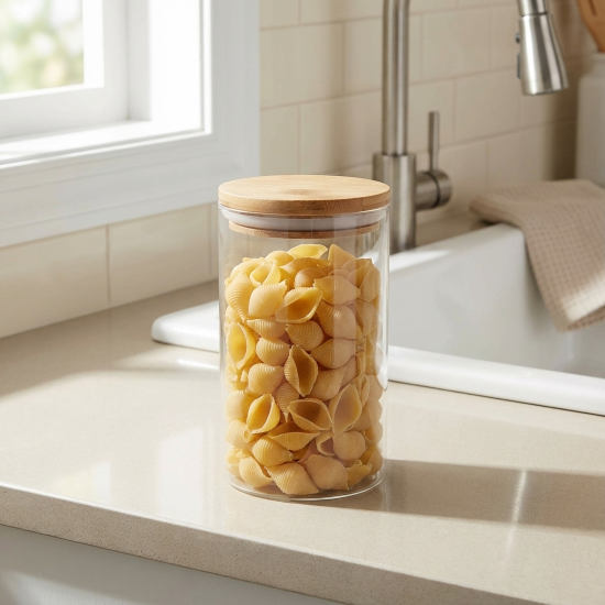 Банка для пищевых продуктов Mallony Bambu 1 л стекло прозрачный