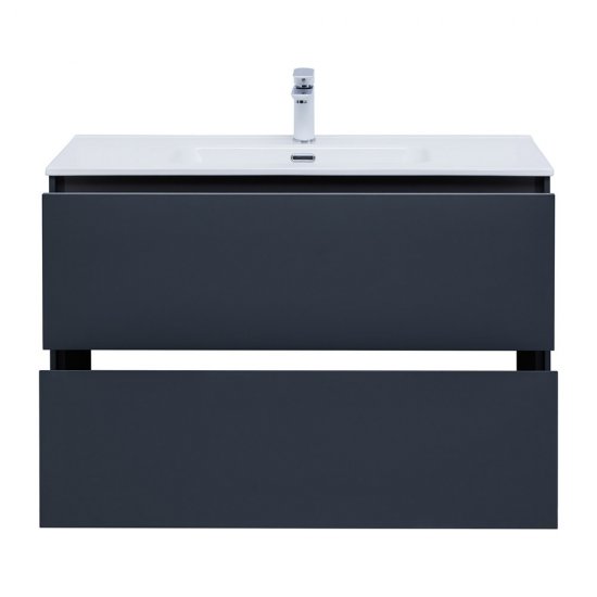 Тумба под раковину Lavelly Cube 100 см подвесная графит матовый (00316660)