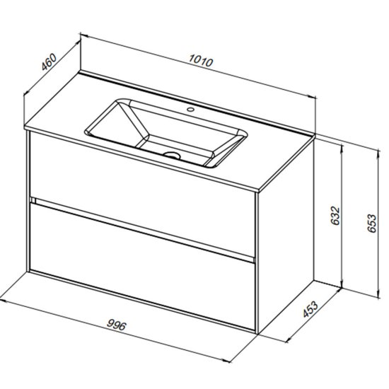 Тумба под раковину Lavelly Cube 100 см подвесная графит матовый (00316660)