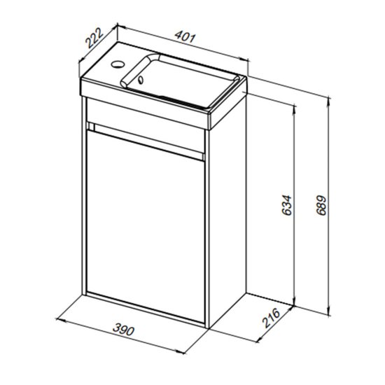 Тумба под раковину Lavelly Cube 40 см подвесная белый глянец (00316621)