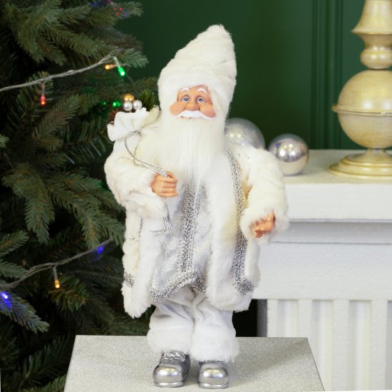 Игрушка Дед Мороз 795401 38x13x18 см цвет бело-серый