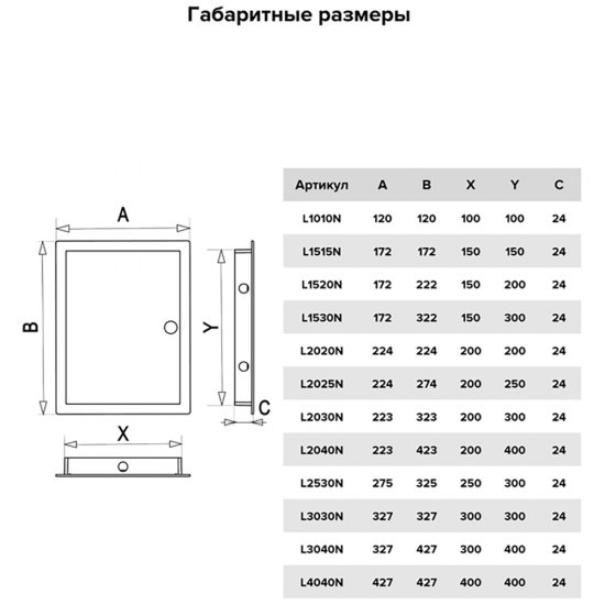 Люк ревизионный Evecs ЛР пластиковый 172х172 мм врезной