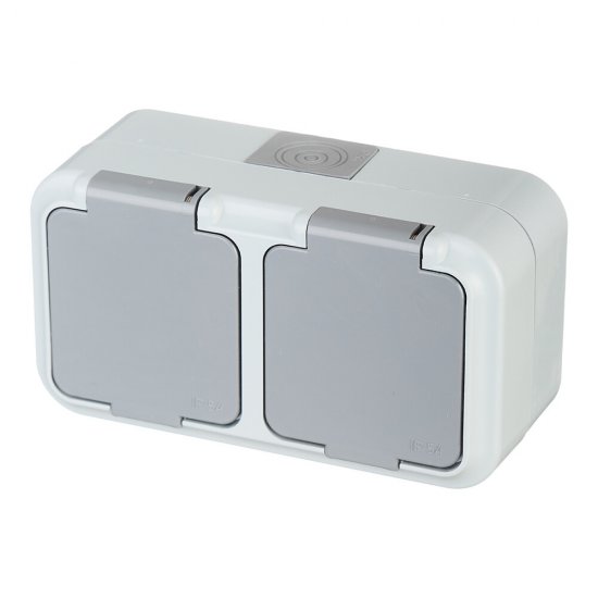 Розетка Svet накладная серая со шторками с крышкой (EV 0366-8625)